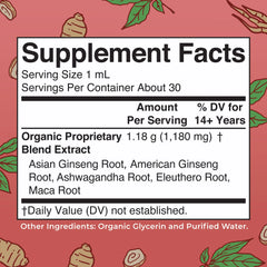 Organic Ginseng Vitality Herbal Blend Liquid Drops